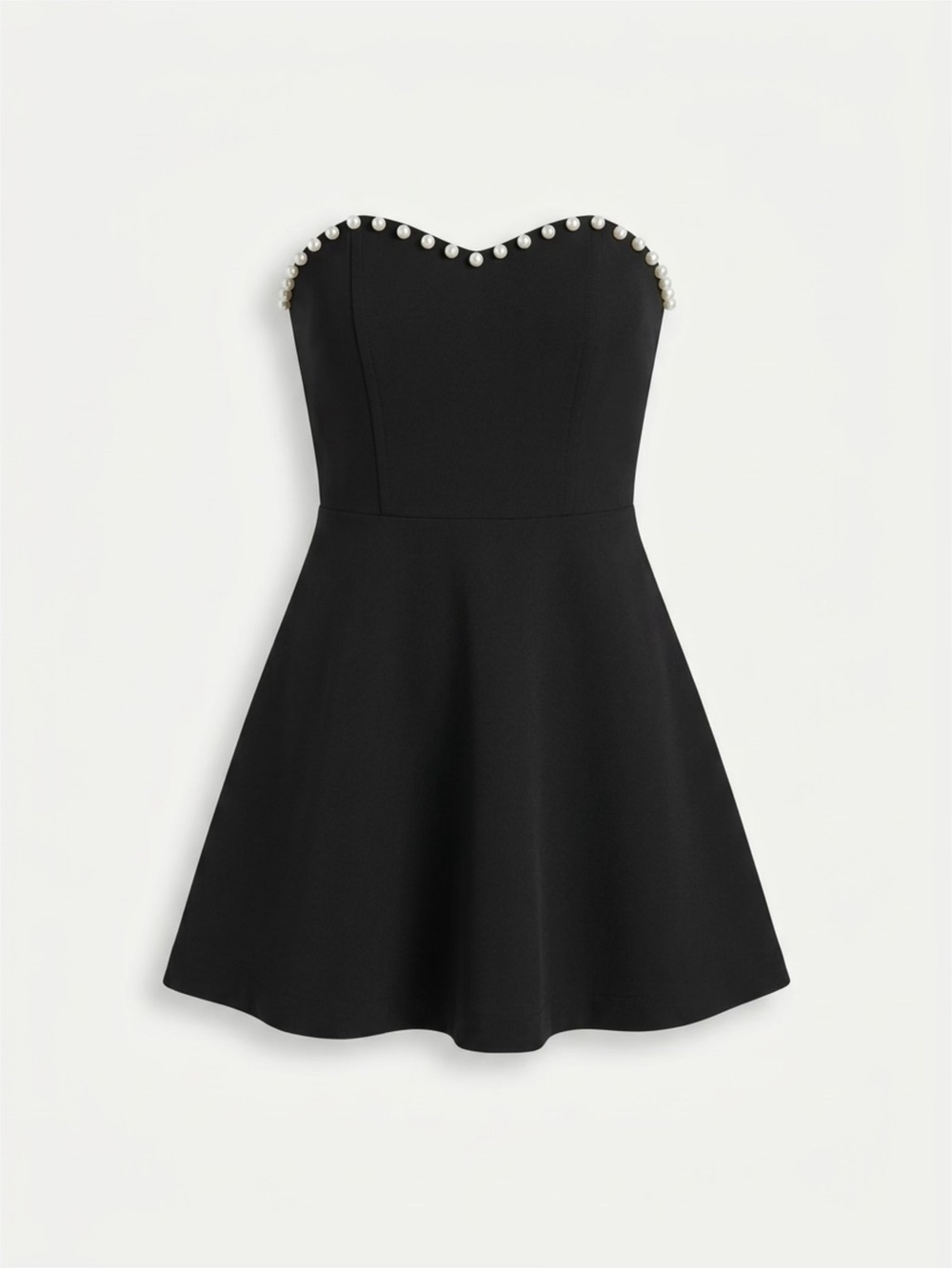 Alterโd State Strapless Black Pearl-Trim Fit & Flare Dress size Small